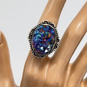 Hand Crafted Tanzine Aura Quartz‎ Ring Silver Plated Size 6 Gift Boxed